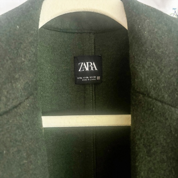 Zara Long Coat Outer Knit Green | XL - Picture 4 of 5